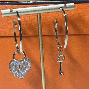 DIOR Heart Lock & Key Earrings Vintage